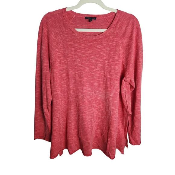 Eileen Fisher Sweaters - Eileen Fisher lightweight linen blend sweater sz L side slits coastal beachy eco